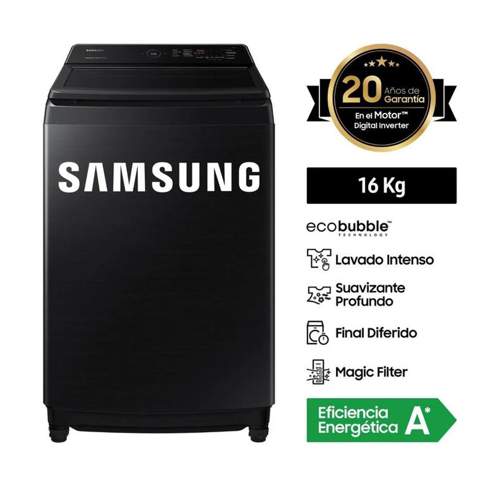 Lavadora Samsung 16KG WA16CG6441BV Negra Smart EcoBubble