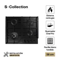 Encimera Scollection Vidrio Templado A Gas 58Cm 4 Hornillas