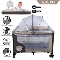 Cuna Corral Ebaby con Cambiador Happy Dream Beige -Colchón