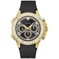 Reloj Guess Flex GW0447G2 Multifuncional para Hombre Acero Inoxidable Dorado Silicona Negro
