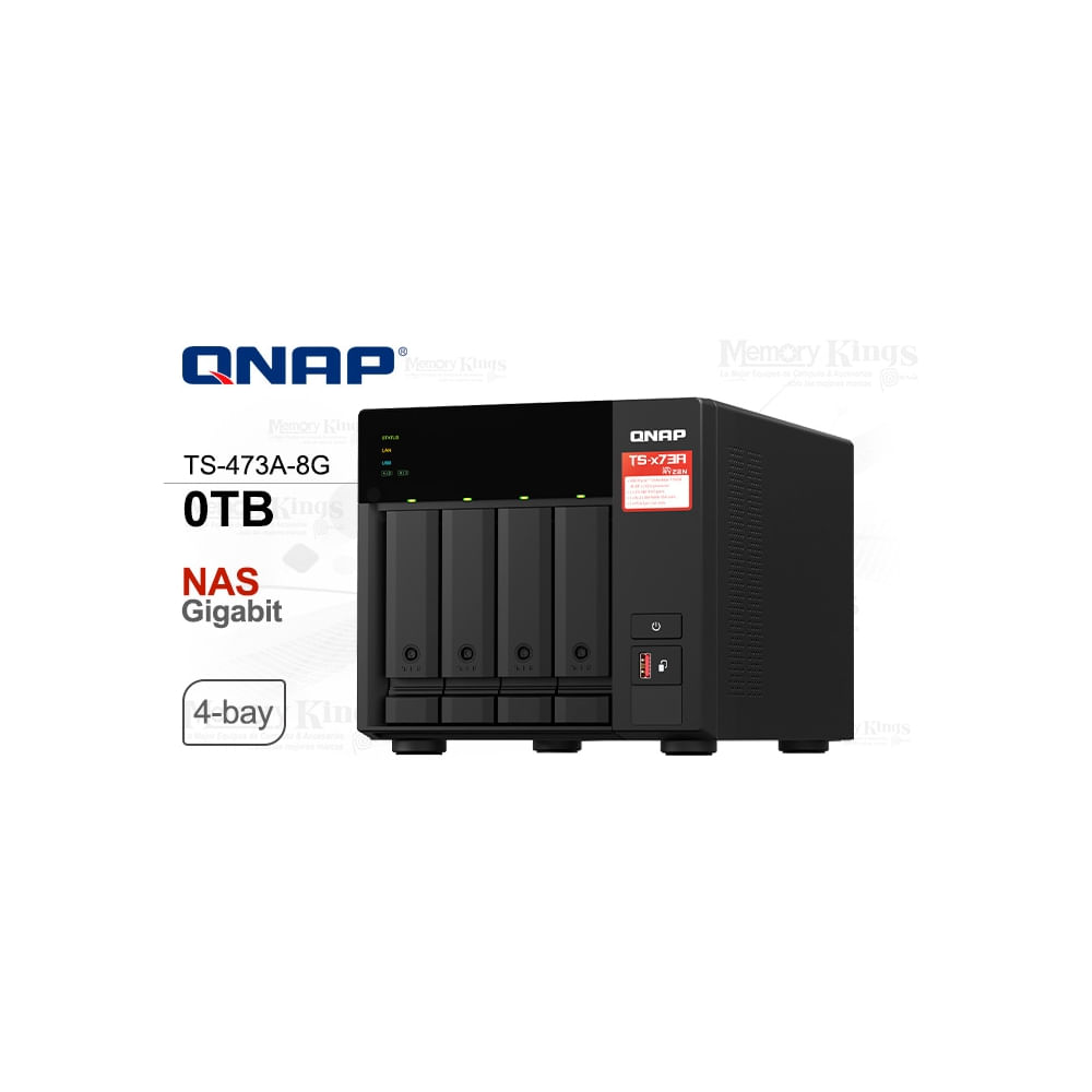 NAS QNAP TS-473A-8G de 4 bahías, almacenamiento versátil y escalable, ideal para tu red doméstica o