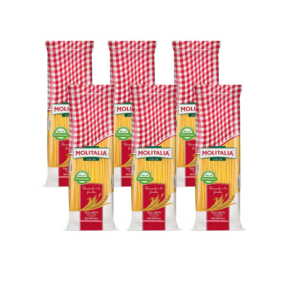 Pack Fideos Tallarín MOLITALIA Bolsa 450g x 6un