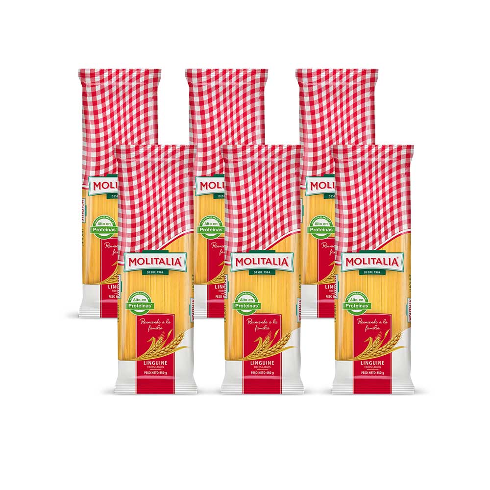 Pack Fideos Linguine MOLITALIA Bolsa 450g x 6un