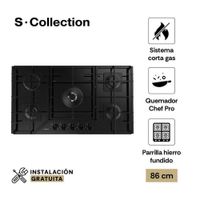 Encimera Vidrio Templado A Gas 90 Cm S-Collection 5 Hornillas