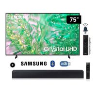 Televisor Samsung LED Smart TV 75 Crystal UHD 4K- UN75DU8000GXPE + Soundbar HW C400