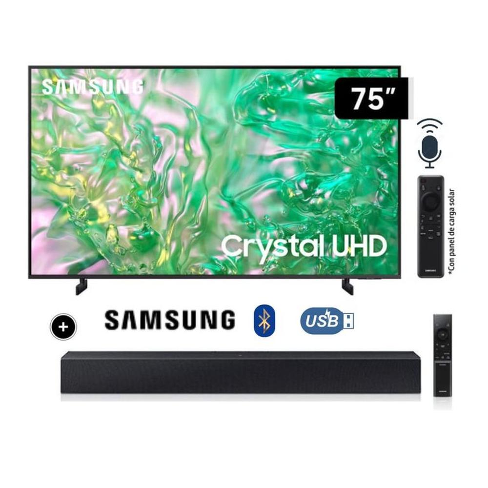 Televisor Samsung LED Smart TV 75 Crystal UHD 4K- UN75DU8000GXPE + Soundbar HW C400