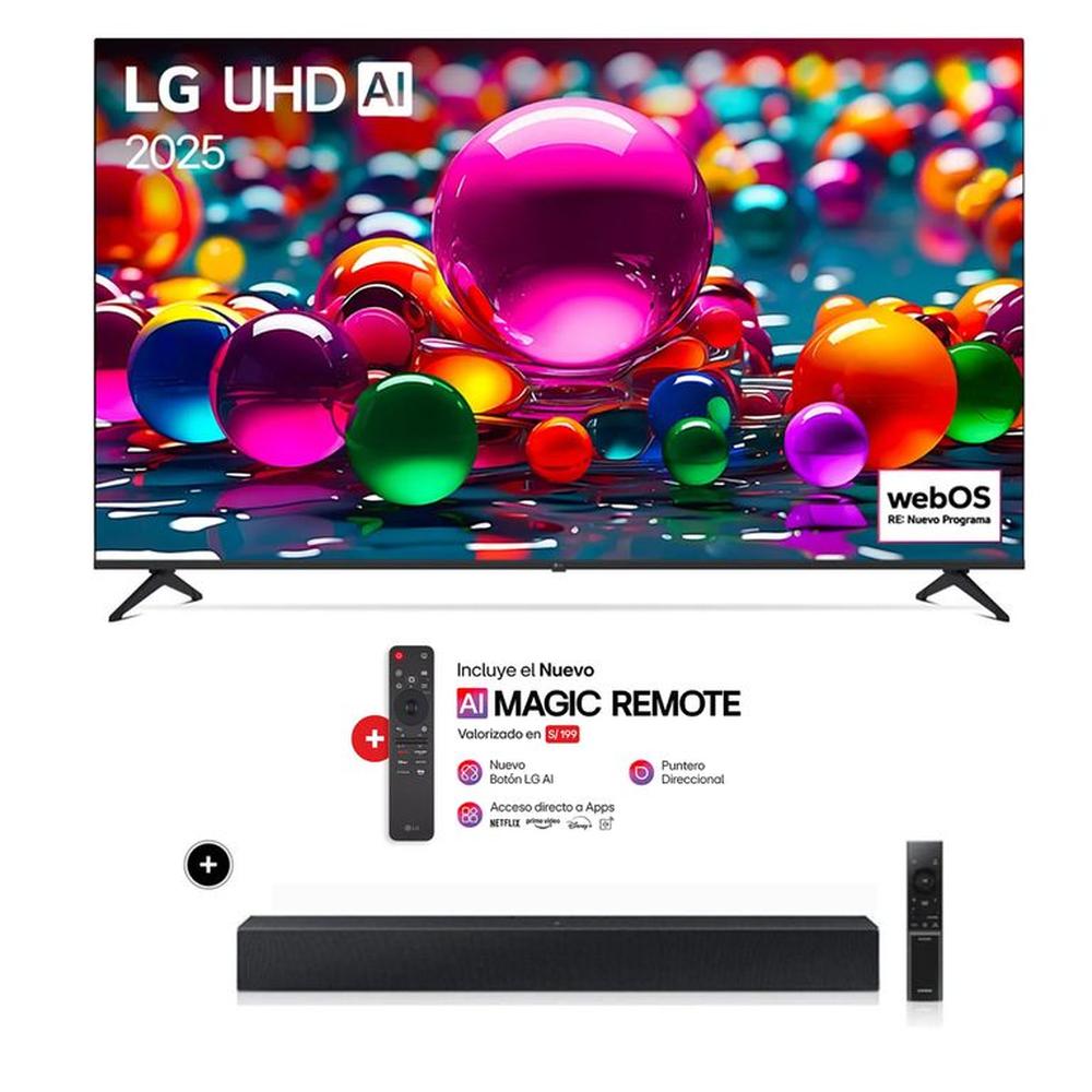 Televisor LG 75 UHD 4K Smart TV ThinQ AI 75UA8050PSA 2025 + Soundbar