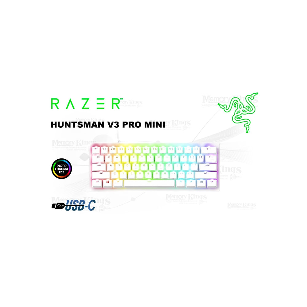 Teclado gaming Razer Huntsman V3 Pro Mini blanco - Compacto, rápido y con tecnología óptica