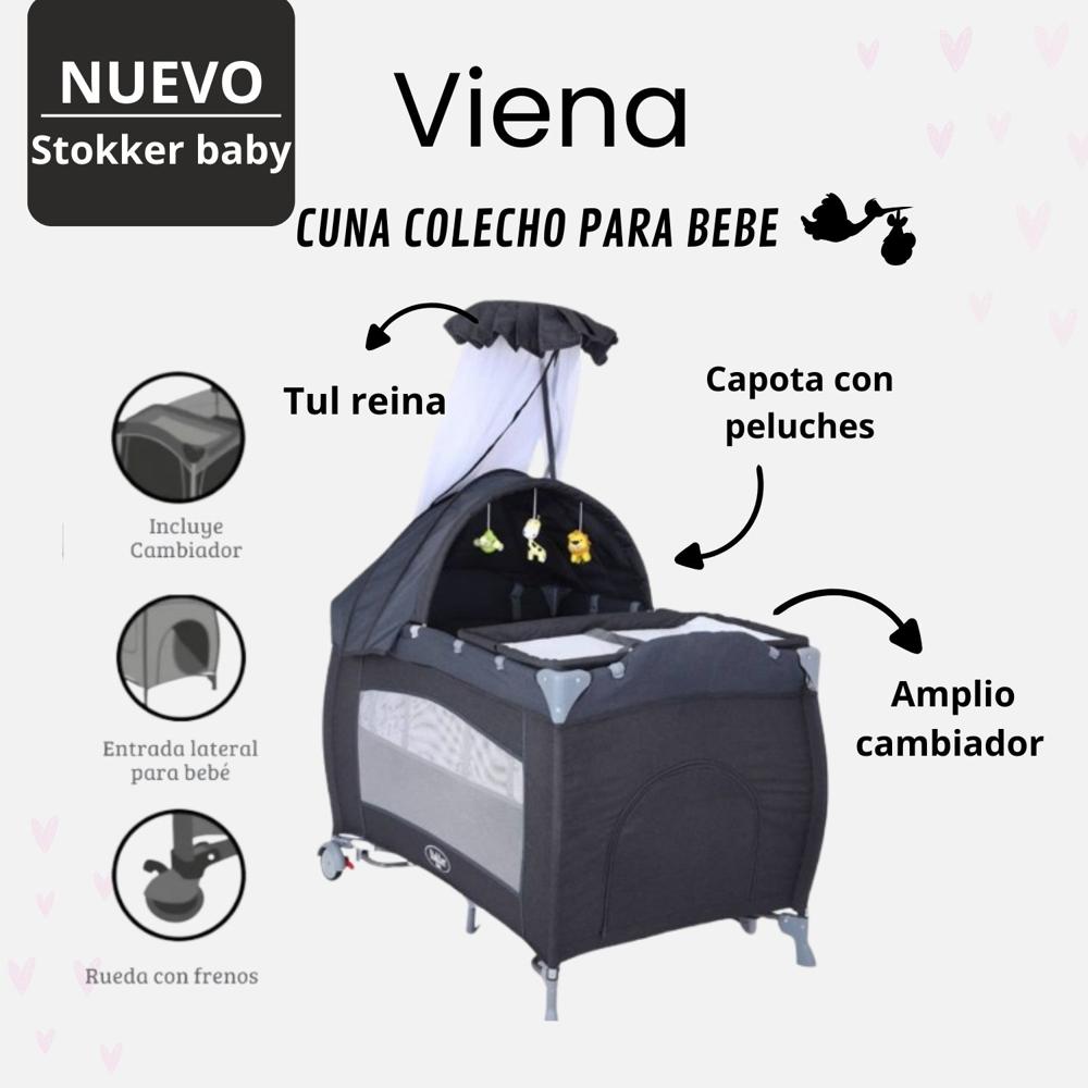 Cuna Corral Viena Stokker 2 en 1 Gris