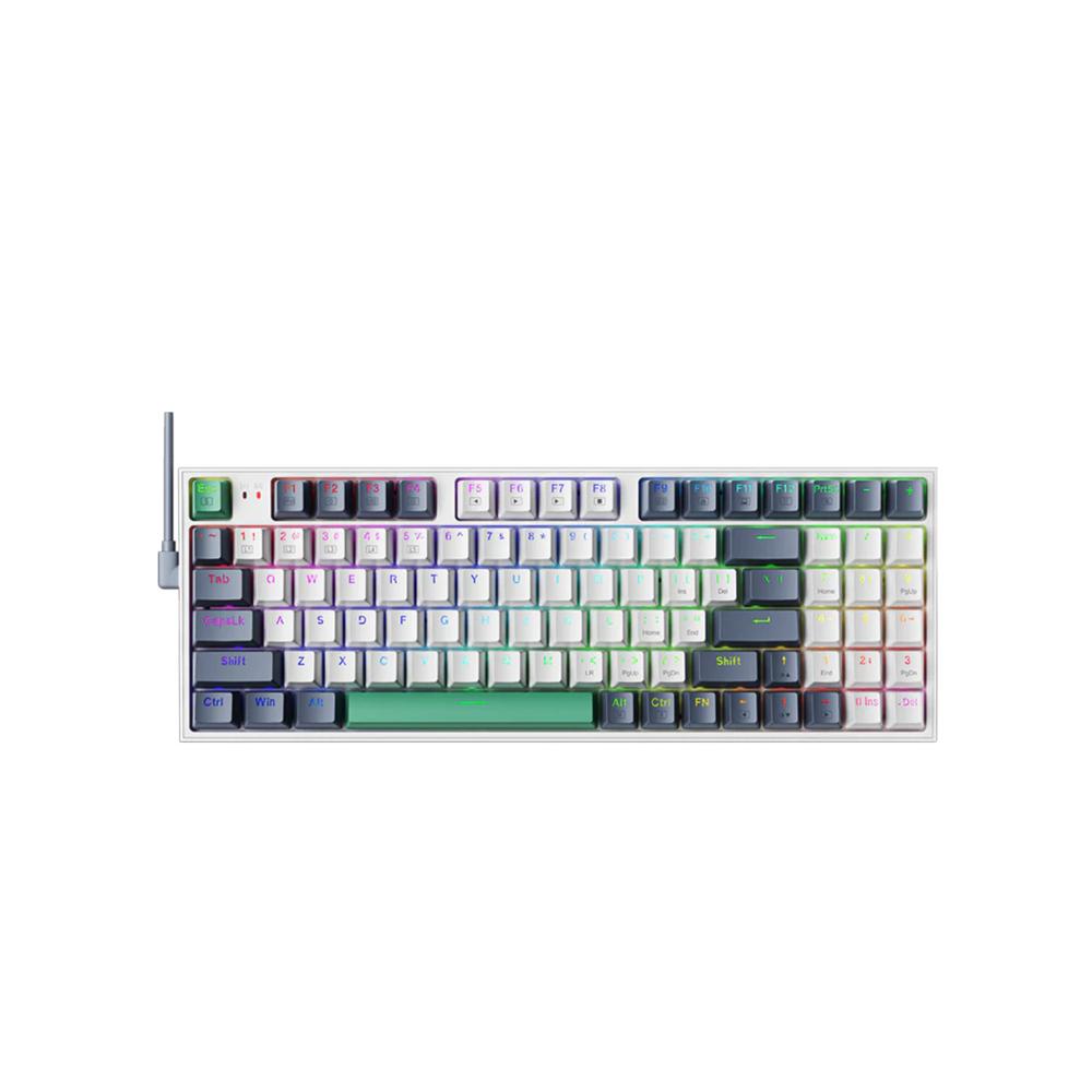 Teclado Gamer Mecanico Machenike K500 Pro-B94W Sp Switch Brown Tri-Modo Blanco