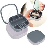 Joyero Organizador de Joyas con Espejo Portátil Multiusos Gris