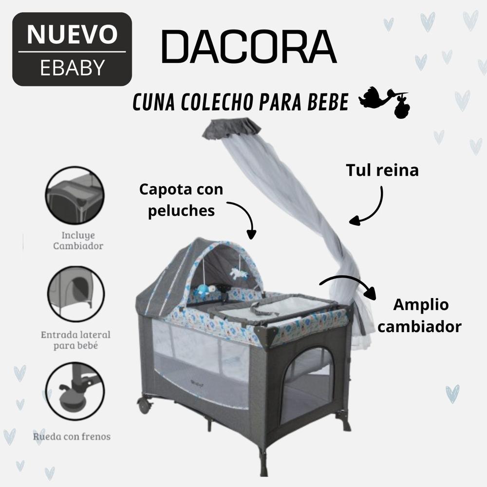 Cuna Corral Ebaby Dacora Con Diseño Azul Light