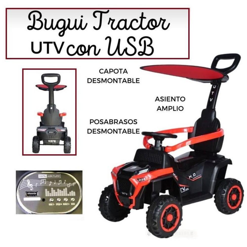 Correpasillo Con Empujador Bugui Tractor con USB Rojo