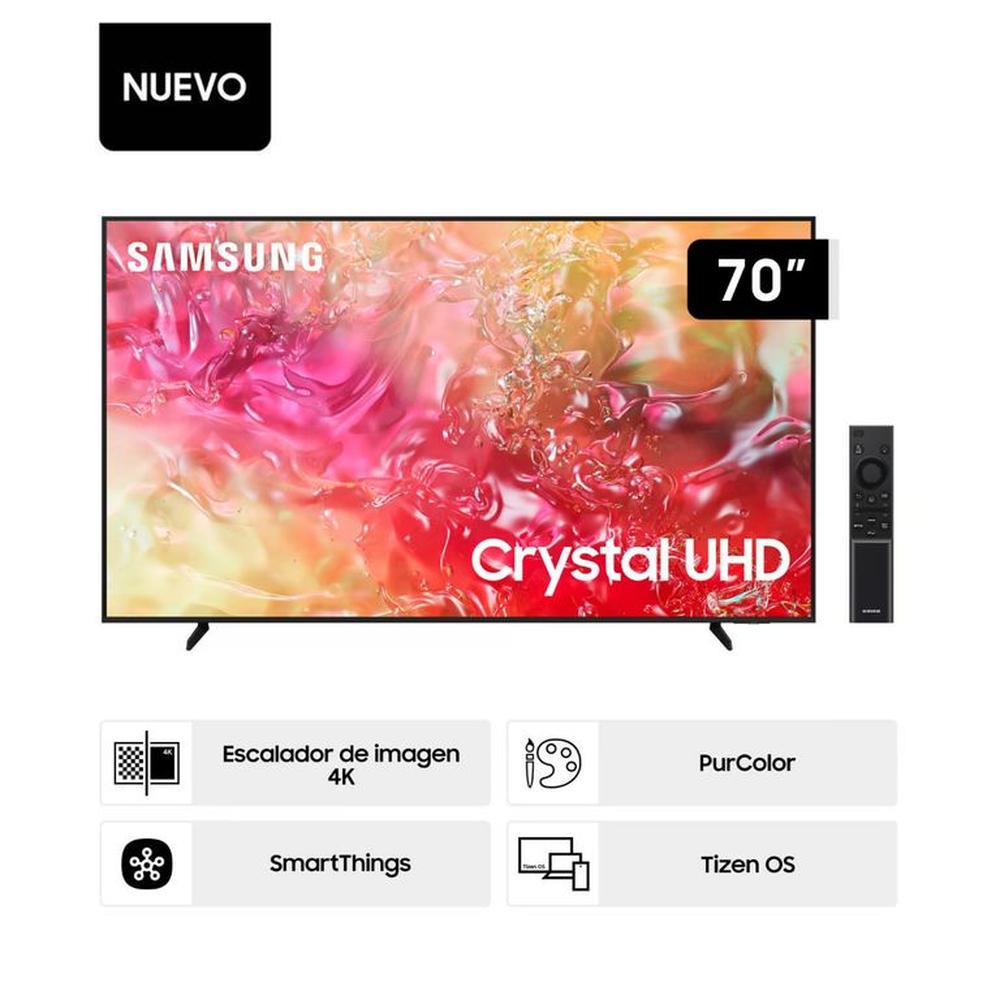 Televisor Samsung 70 Pulg. Crystal Smart TV Tizen UHD 4K UN70DU7000GXPE