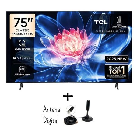 TELEVISOR TCL QLED 75 UHD 4K 75T6C SMART TV + Antena Digital (Nuevo)