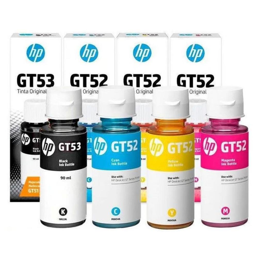 Kit Tinta HP GT53 GT52 Pack Negro Cian Magenta Amarillo