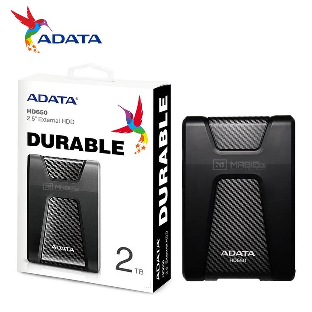 Disco Sólido Externo Adata HD650 2TB - Negro - Portátil