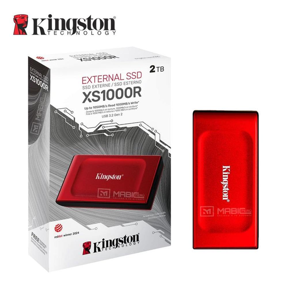 Disco Sólido Externo Kingston XS1000 2TB - Rojo - Portátil