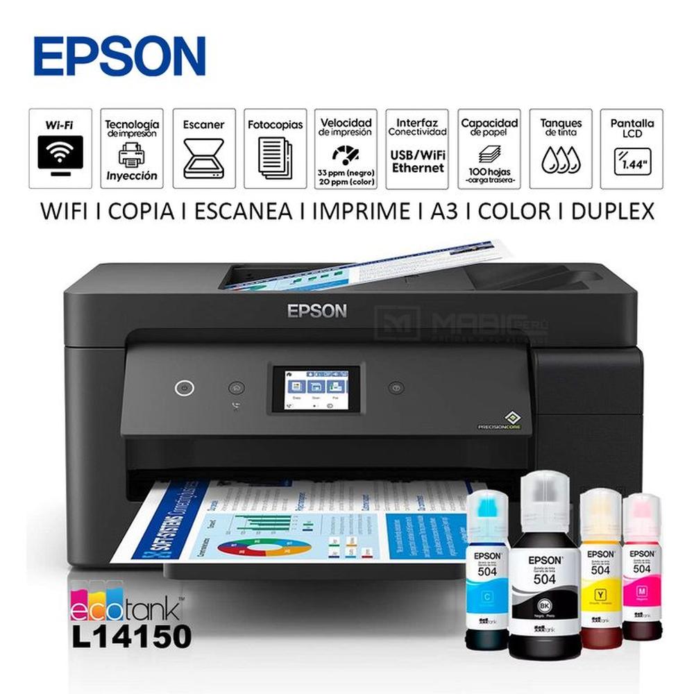 Impresora Multifuncional Epson L14150 A3 Duplex WIFI Ethernet ADF FAX