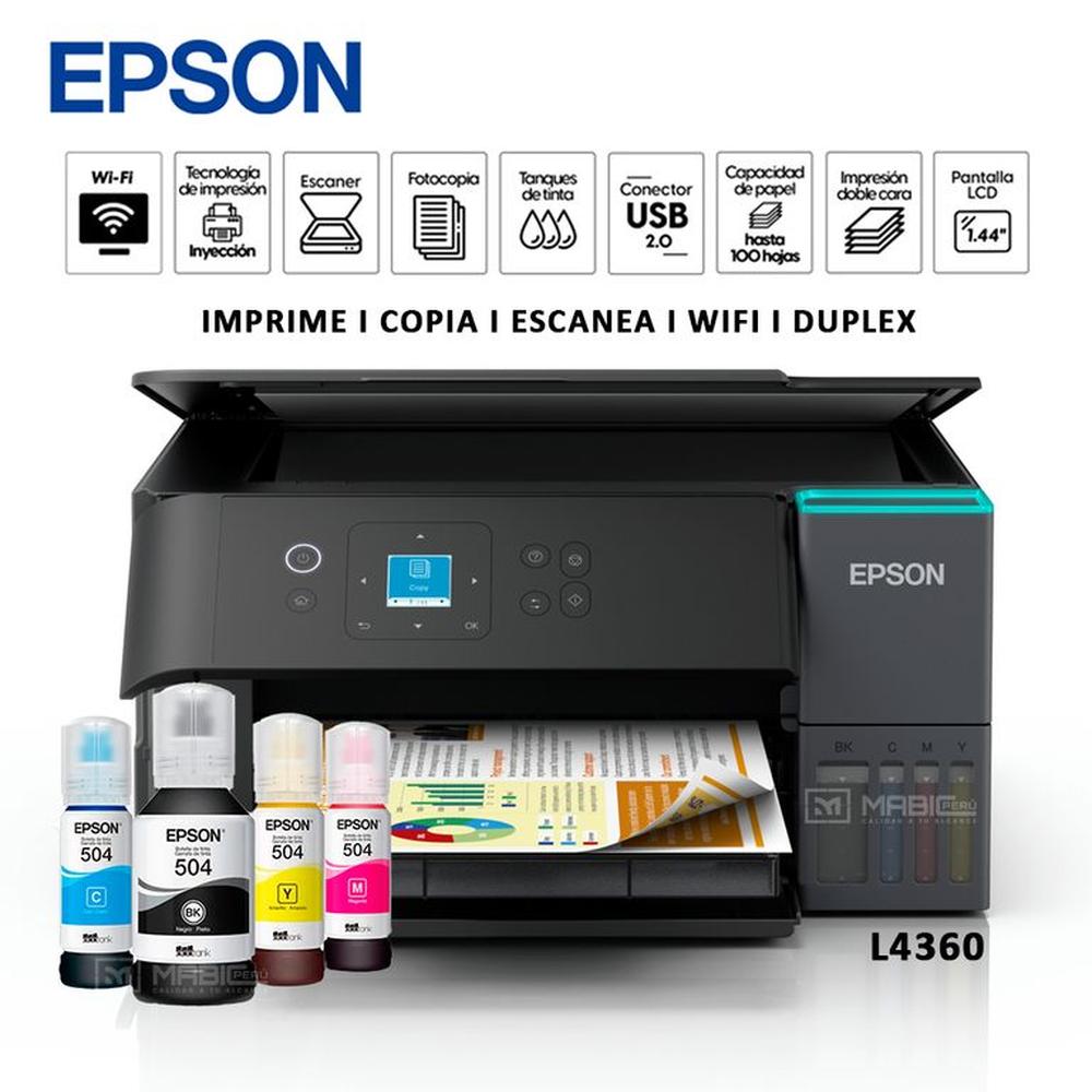 Impresora Multifuncional 3 En 1 Epson Ecotank L4360 Duplex Wifi