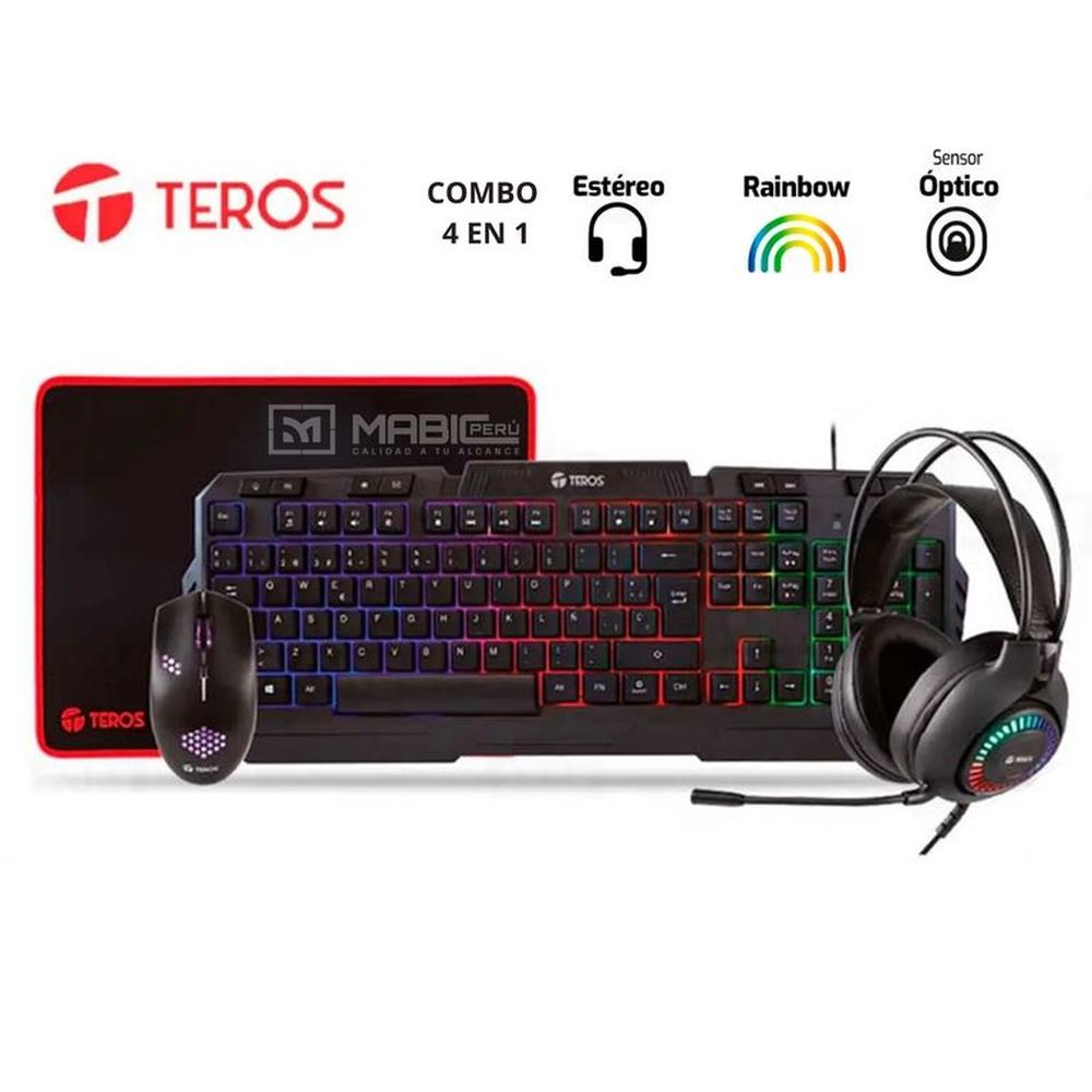 Kit 4 En 1 TEROS TE-4063N Teclado + Mouse + Audifono + Pad Mouse
