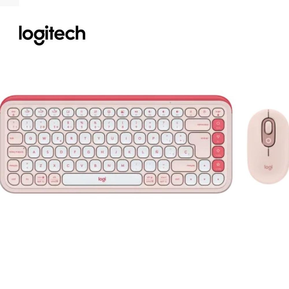 TECLADO LOGITECH + MOUSE POP ICON BLUETOOTHWIRELESS SP COPILOT ROSE