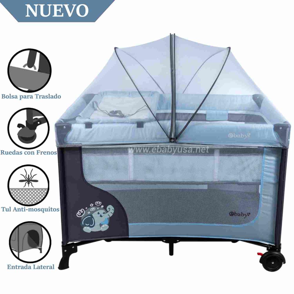 Cuna Corral Ebaby con Cambiador Happy Dream Celeste
