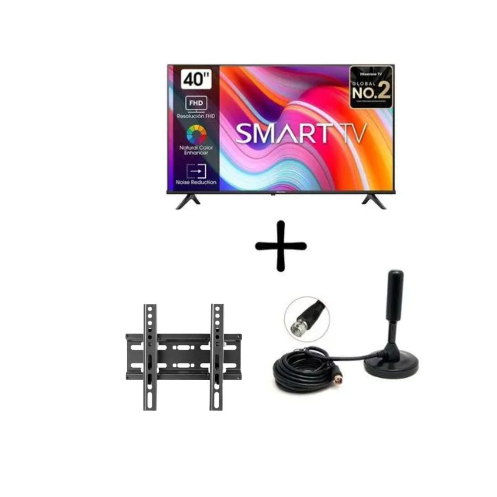 Televisor Inteligente Hisense 40A4K + Antena Digital + Rack Fijo