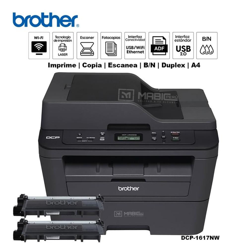 Impresora multifuncional Láser BN Brother DCP-L2540DW Duplex WIFI Red ADF