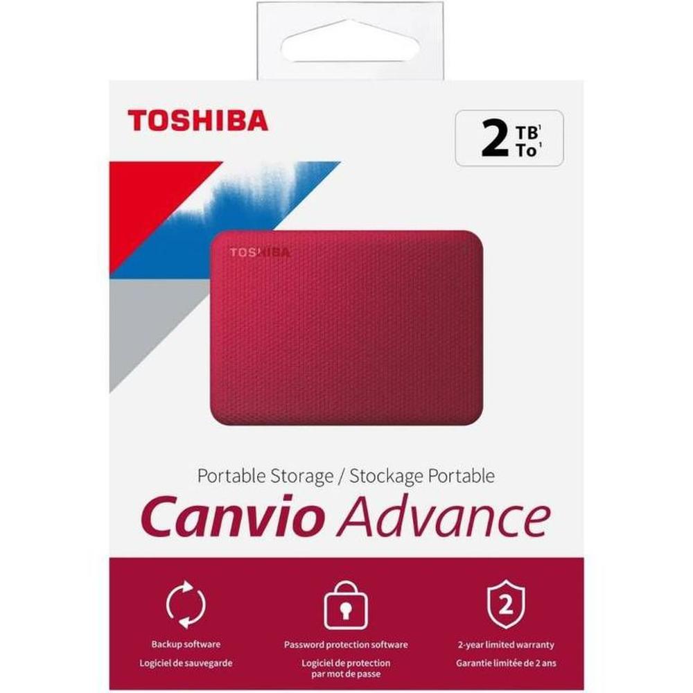 Disco Duro Externo Toshiba Canvio Advance 2TB - Rojo - Portátil