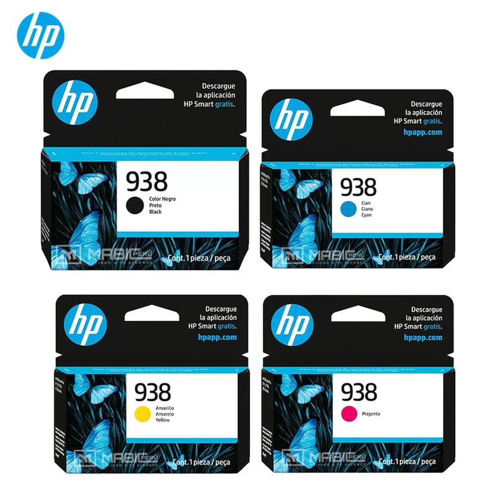 PACK CARTUCHO DE TINTA HP 938 NEGRO CIAN MAGENTA AMARILLO ORIGINAL