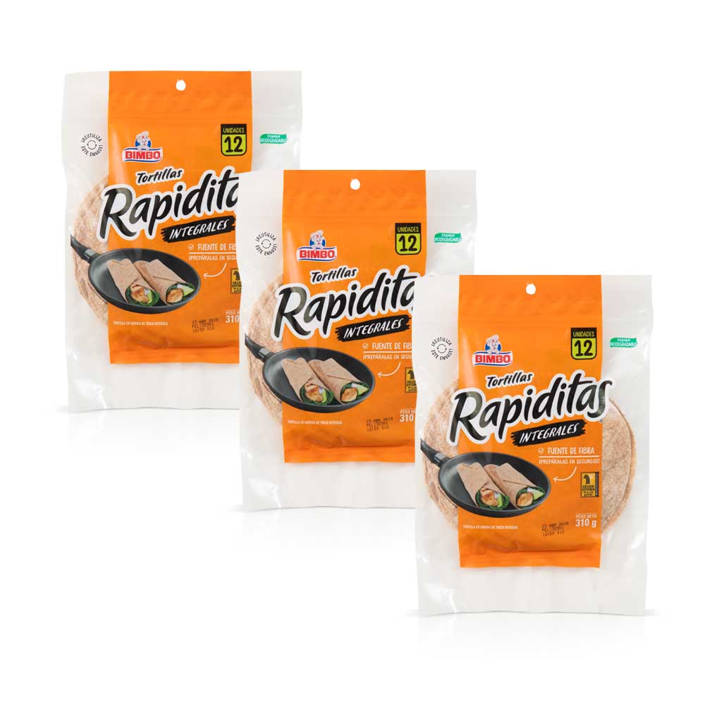 Pack Tortillas BIMBO Integrales Bolsa 12un x 3un
