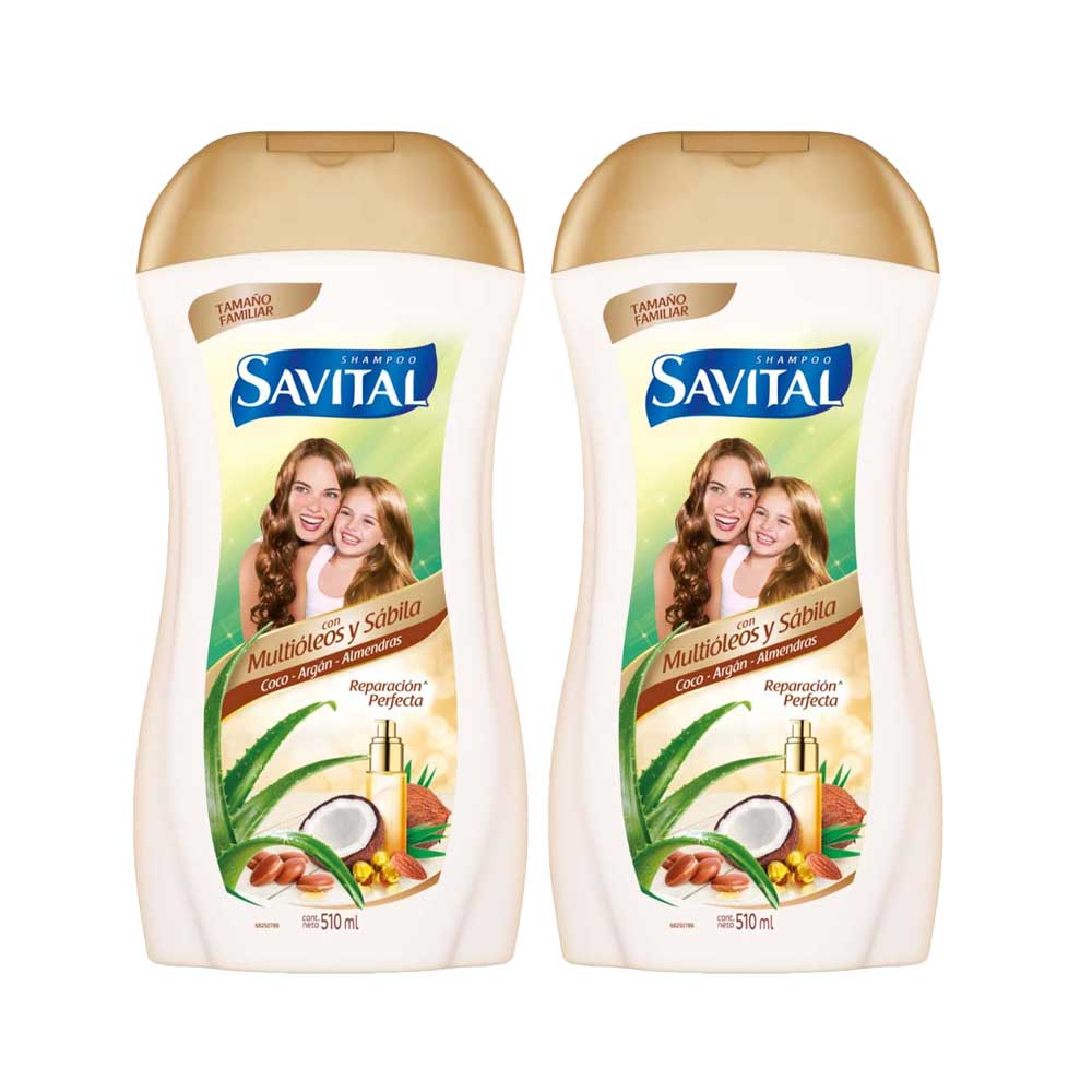 Pack Shampoo SAVITAL con Multióleos y Sábila Frasco 510ml x 2un