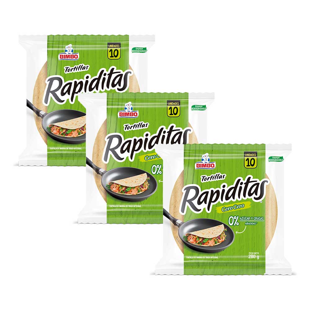 Pack Tortillas BIMBO Cero Cero Bolsa 280g x 3un