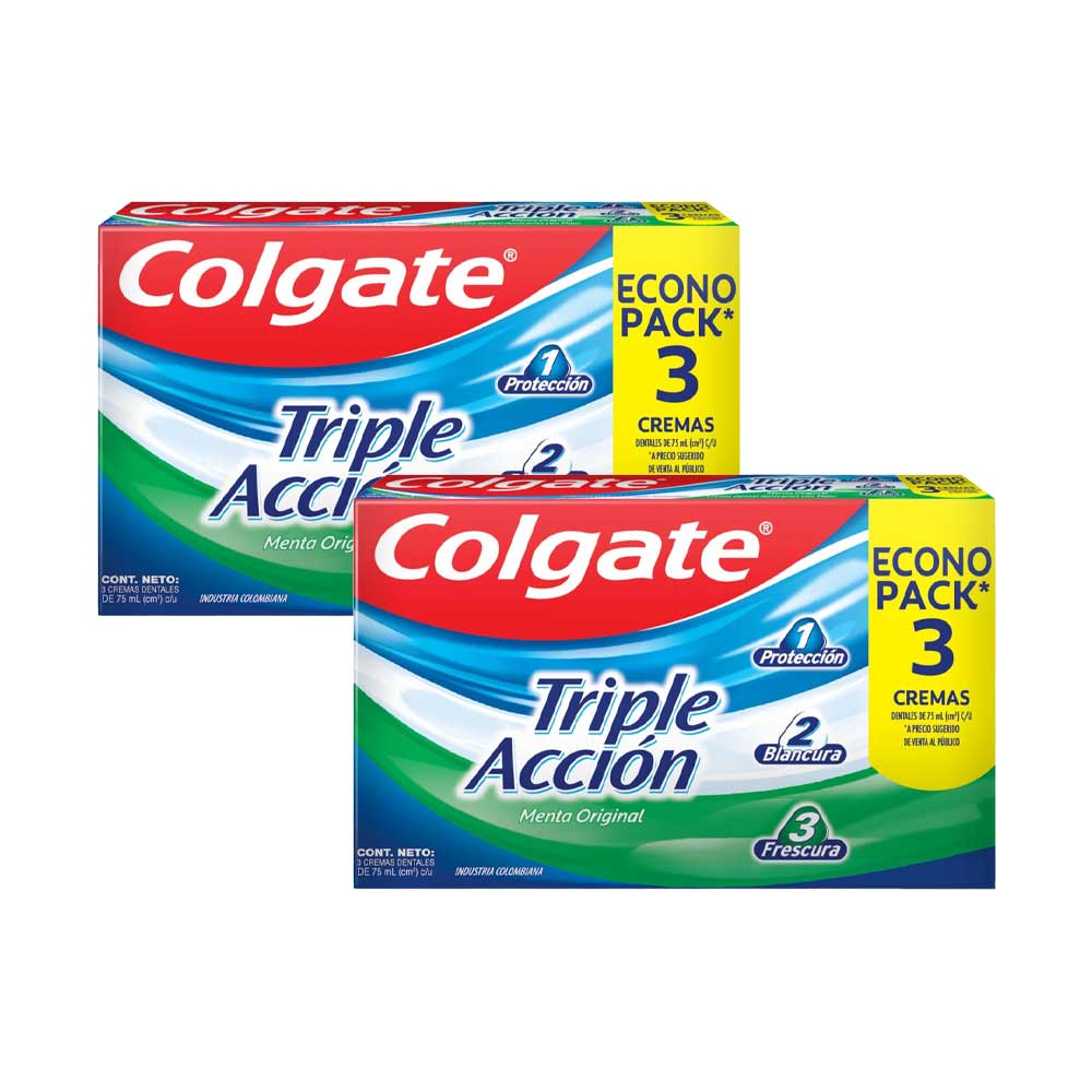 Pack Pasta Dental Colgate Triple Acción 3x75ml x 2un