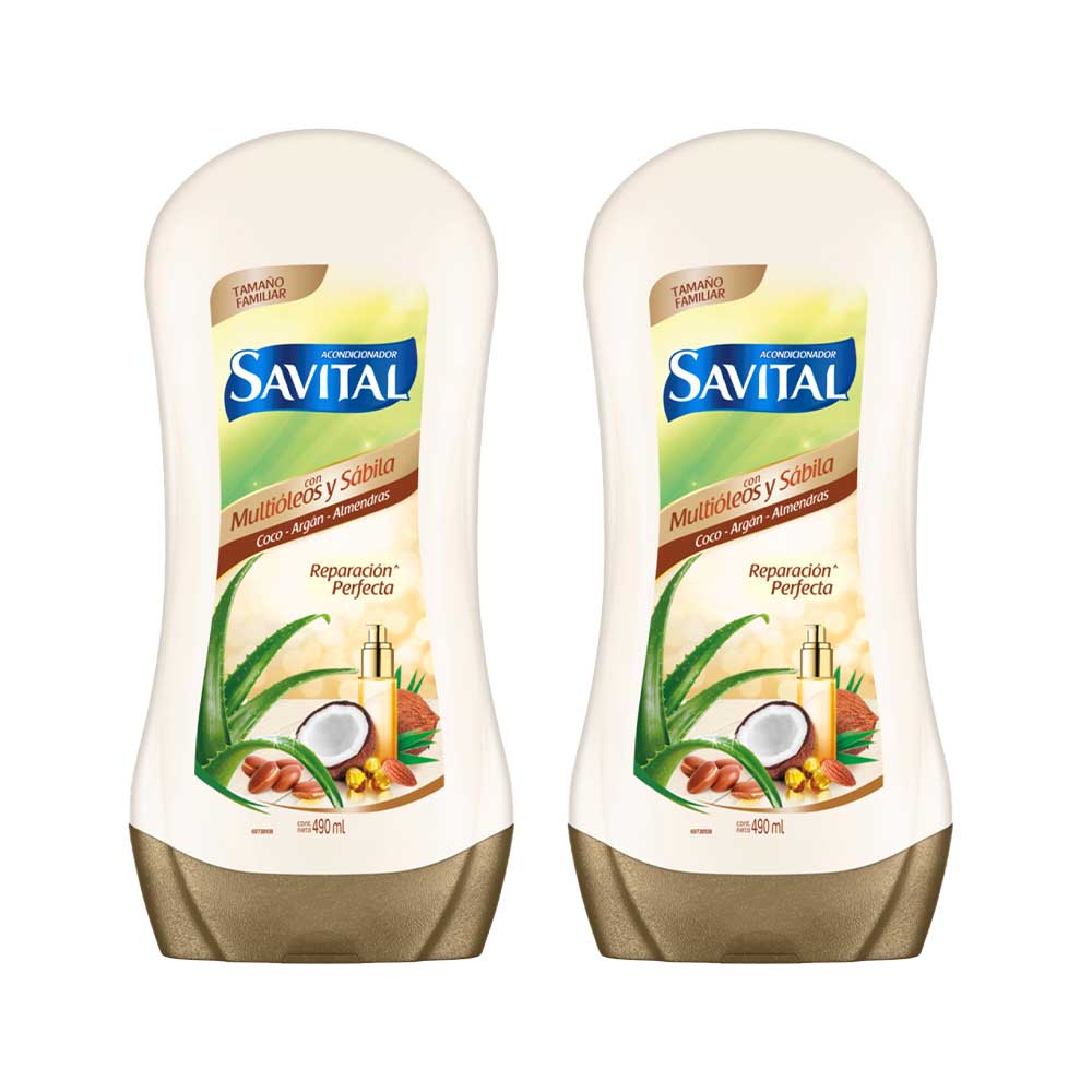 Pack Acondicionador SAVITAL con Multióleos y Sábila Frasco 490ml x 2un
