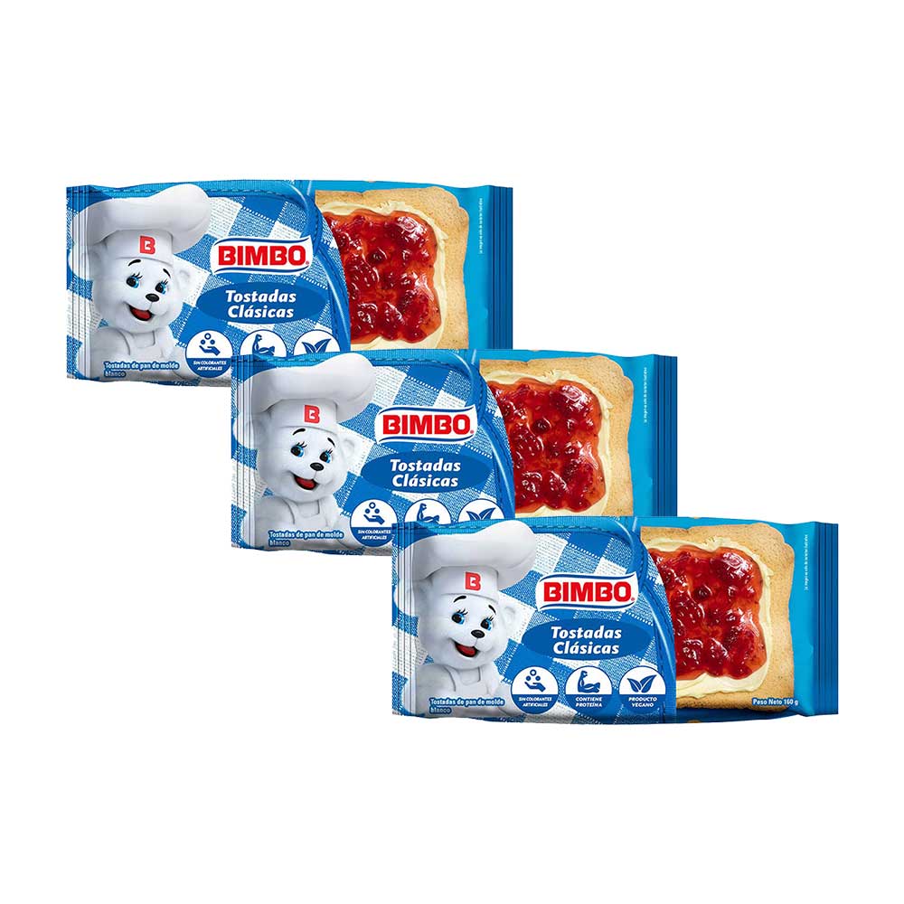 Pack Tostadas BIMBO Clásicas Paquete 10un x 3un