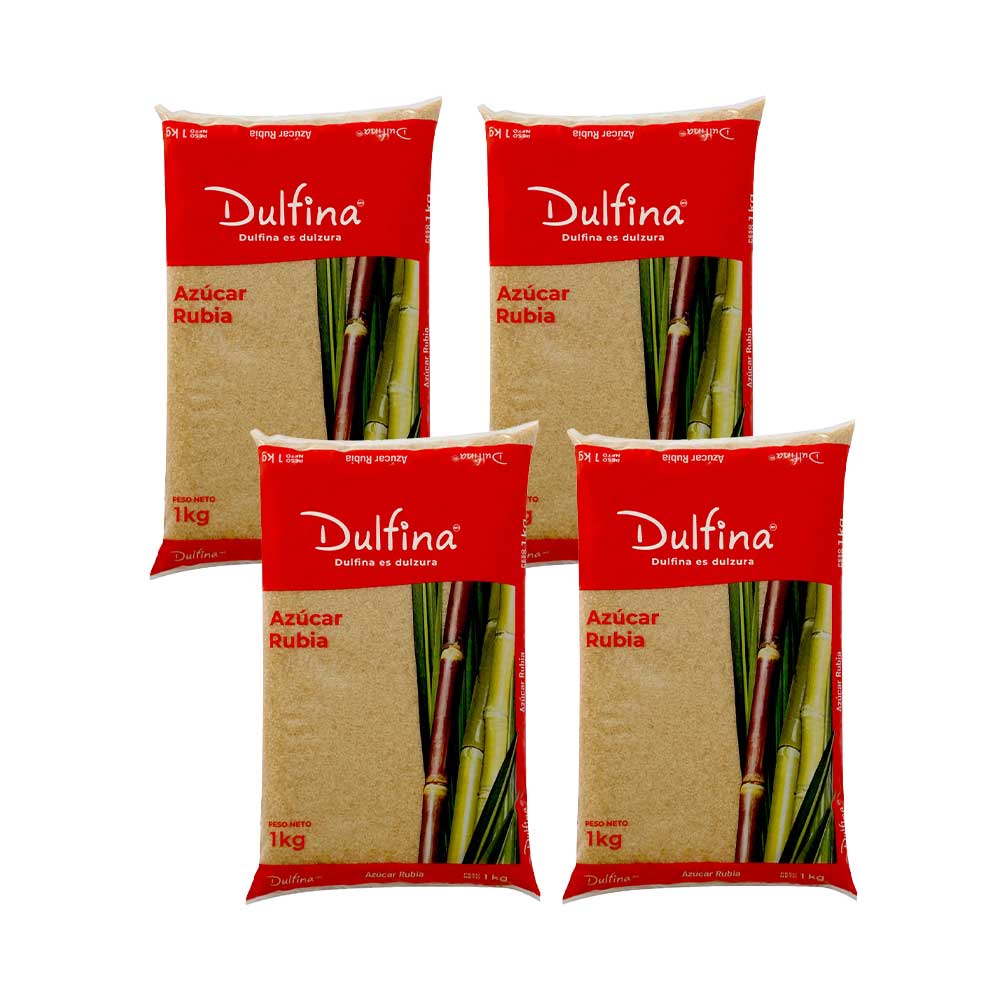 Pack Azúcar Rubia DULFINA Bolsa 1Kg x 4un