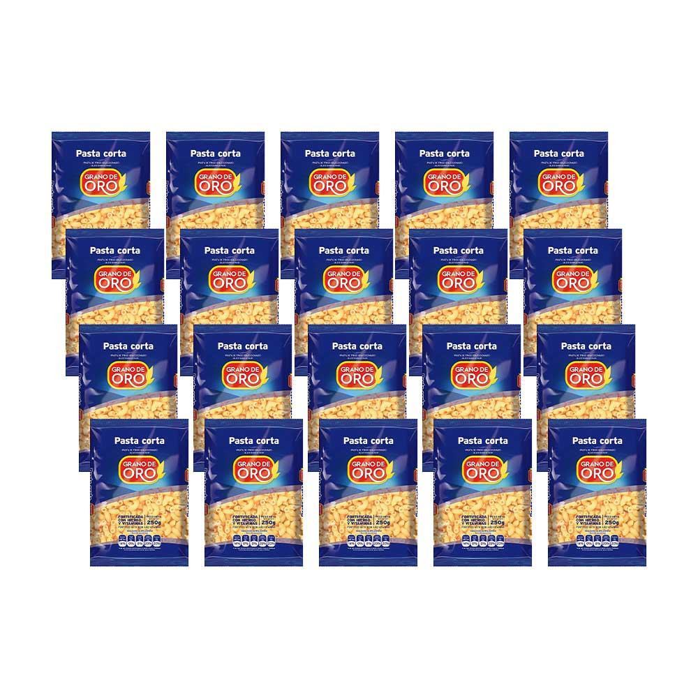 Pack Fideos Codito Rayado GRANO DE ORO Bolsa 250g x 20un
