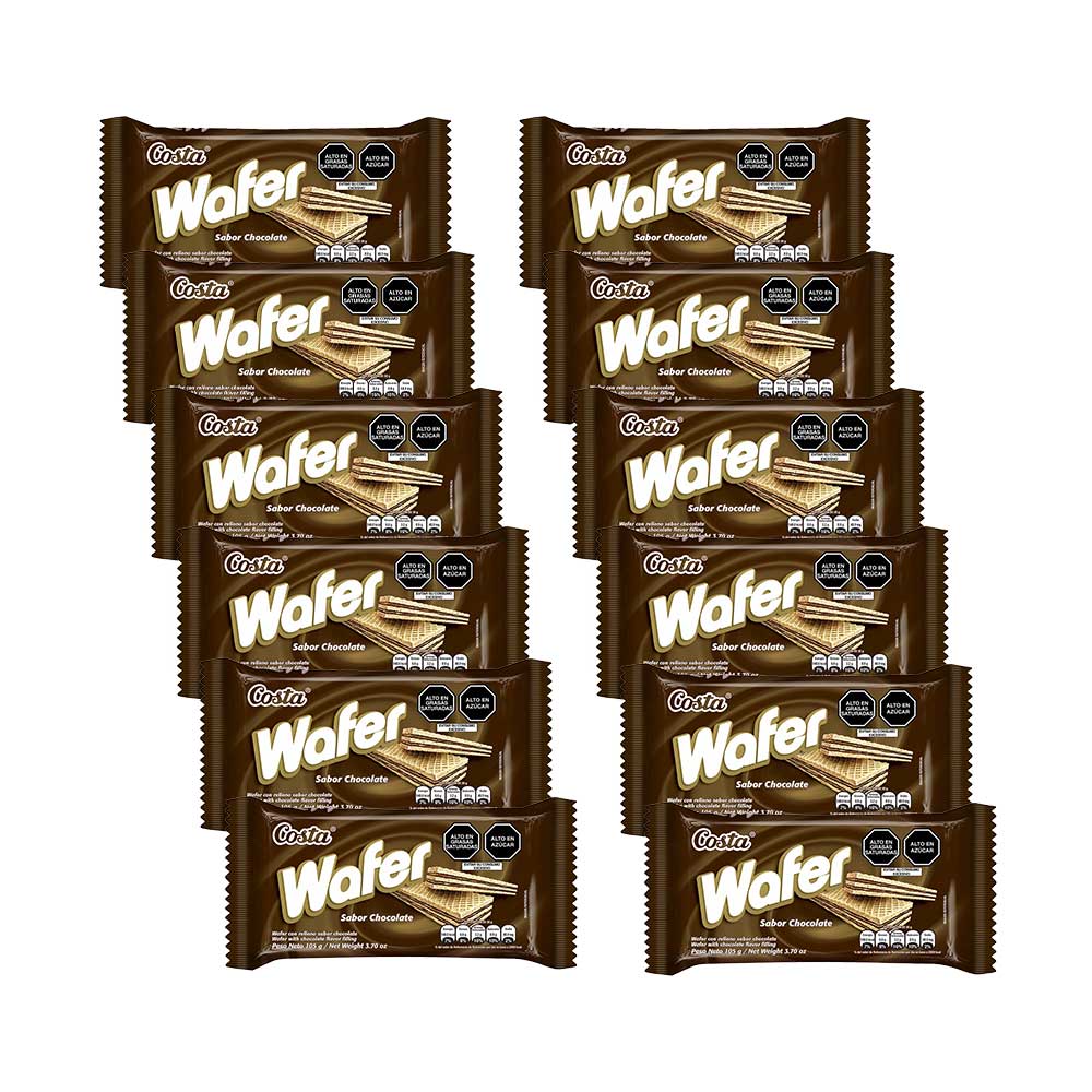 Pack Wafer COSTA Sabor a Chocolate Bolsa 105g x 16un