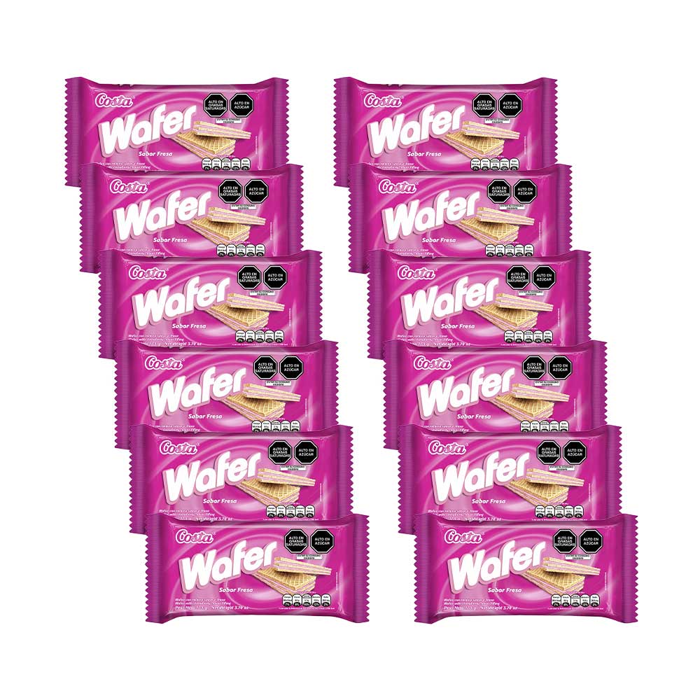 Pack Wafer COSTA Sabor a Fresa Bolsa 105g x 16un