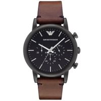 Reloj Emporio Armani Luigi AR1919 Fecha Cronómetro Cuero Marrón Dial Negro