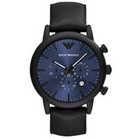 Reloj Emporio Armani Luigi AR11351 Fecha Cronómetro Correa de Cuero Negro Dial Azul