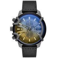 Reloj Diesel Griffed DZ4584 Fecha Cronómetro Correa Cuero Negro Cristal Iridiscente