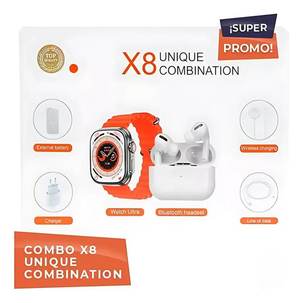 Pack 8 en 1 - audífonos + iwatch + cargador + Batería y cable de carga