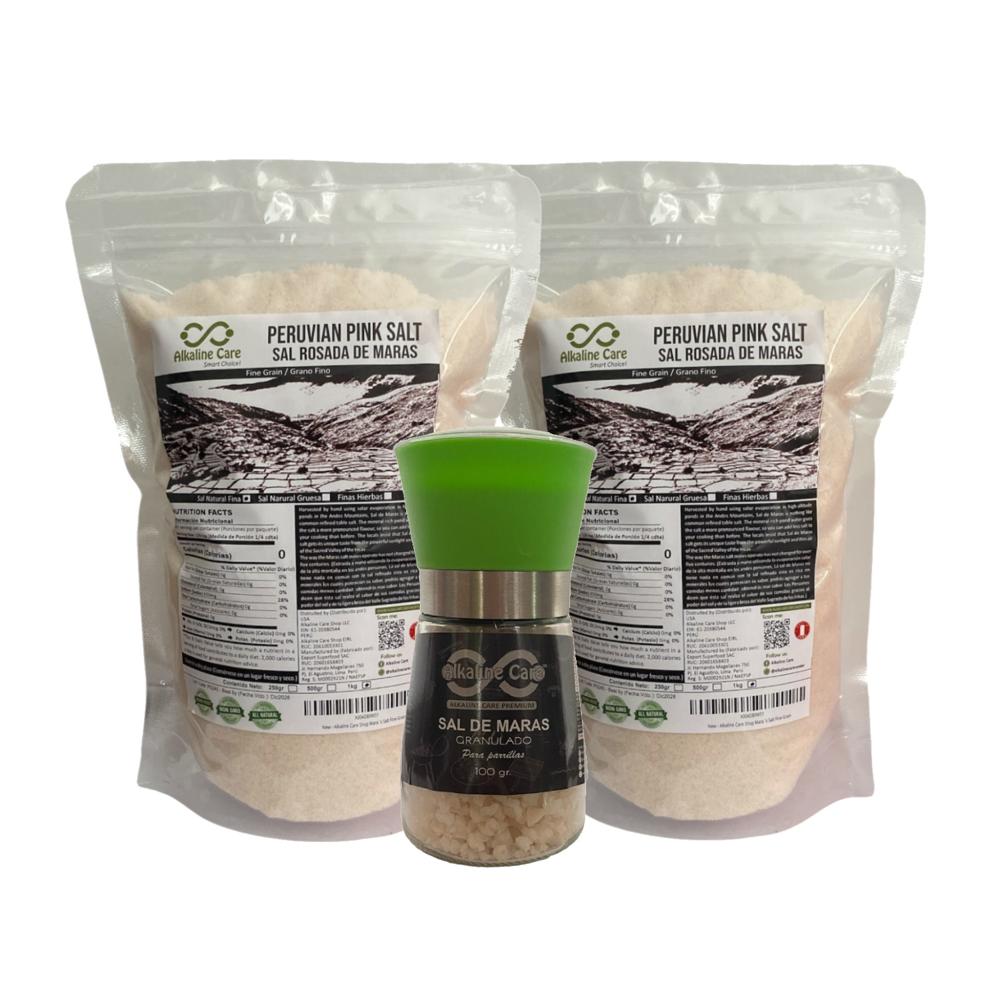 Sal Rosada de Maras 2kg + 1 Molinillo Sal Gruesa 100gr