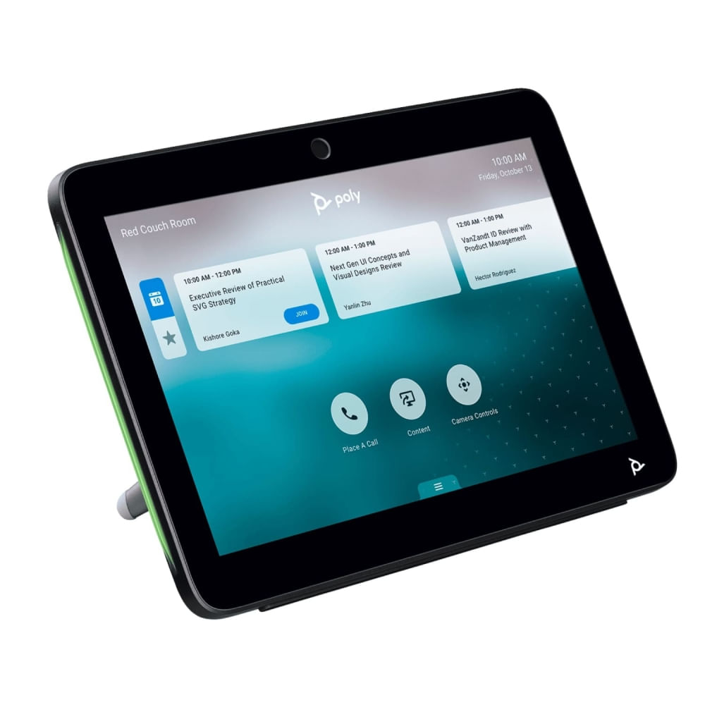 Controlador táctil Poly TC10 en negro - Interfaz intuitiva para videoconferencias efectivas