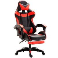 Silla Gamer Pro Ergonomica Reclinable con Posapies y cojin Negro con Rojo
