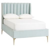 Cama dos plazas modelo lineal celeste