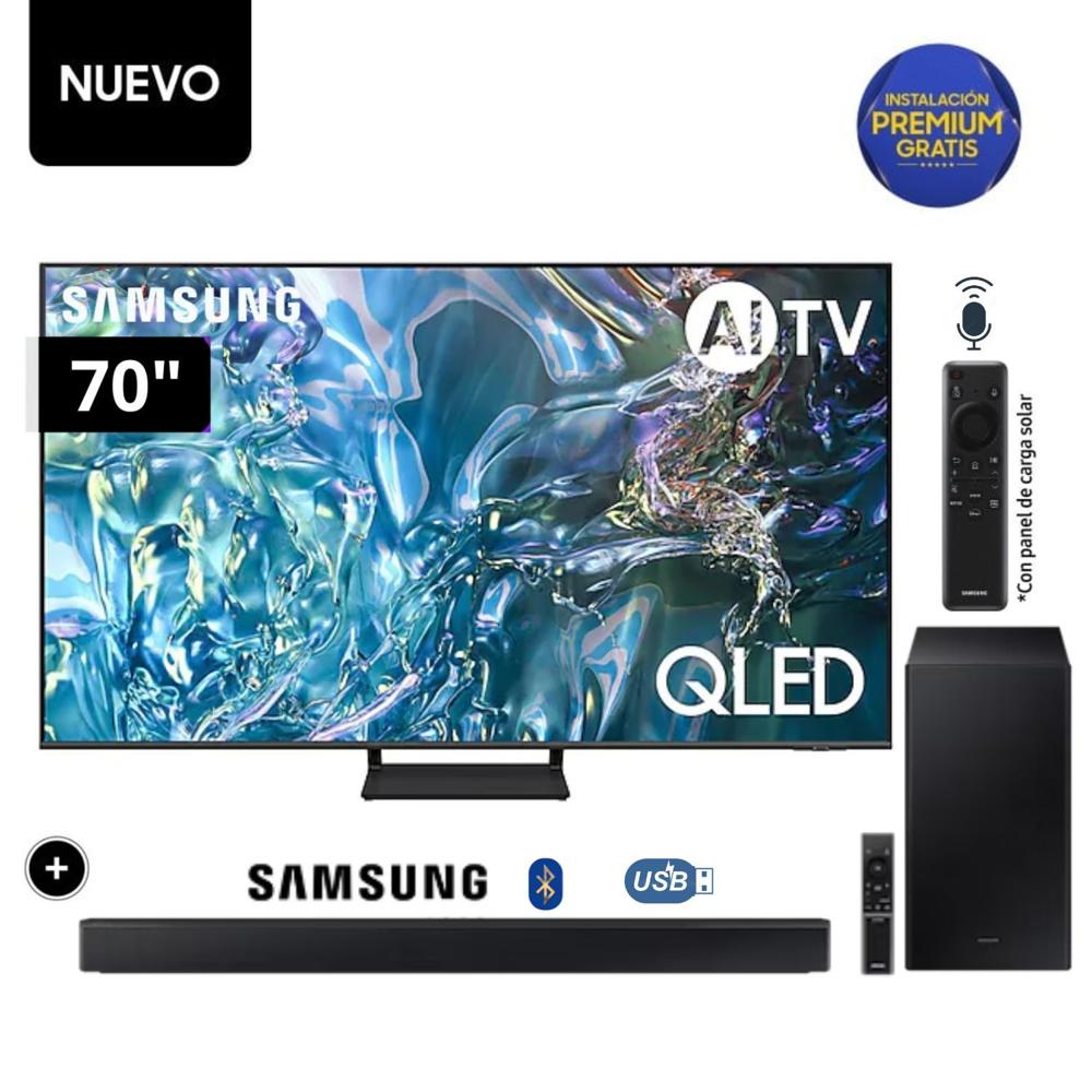 Televisor Samsung QLED Tizen OS Smart Tv 70 4K QN70Q65D + Soundbar HW-B650F